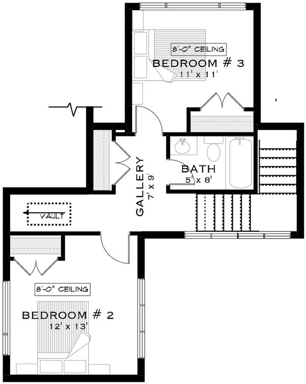 Architectural House Design - Craftsman Floor Plan - Upper Floor Plan #1101-38