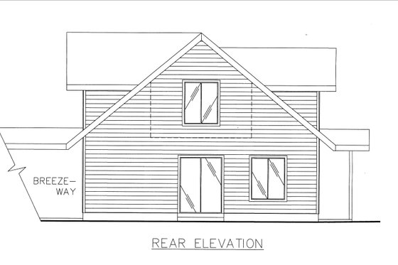 Exterior - Rear Elevation for Farmhouse House Plan #117-247 - 2 bed, 2 bath