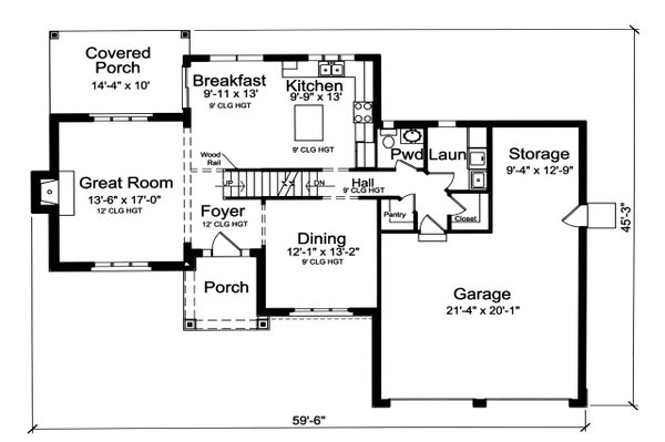 Architectural House Design - Craftsman Floor Plan - Main Floor Plan #46-898