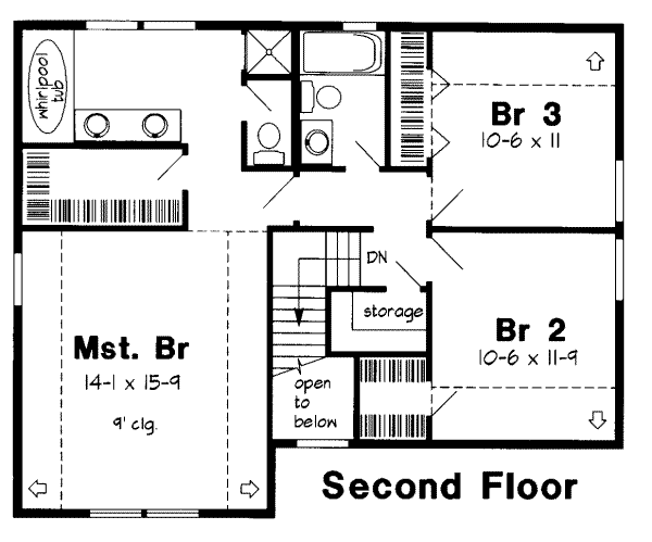 Traditional Floor Plan - Upper Floor Plan #312-379