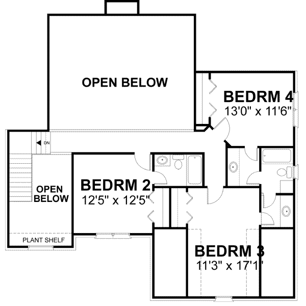 House Plan Design - European Floor Plan - Upper Floor Plan #56-204