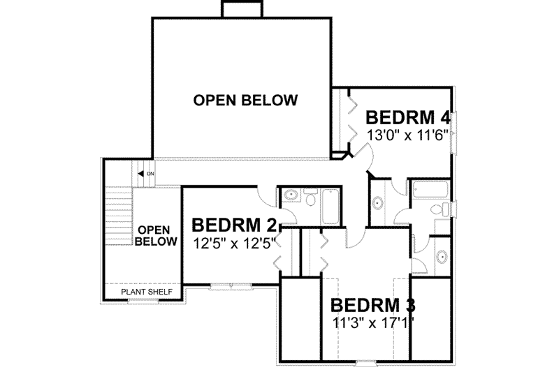 Home Plan - Floor Plan - Upper Floor for European House Plan #56-204 - 4 bed, 3.5 bath