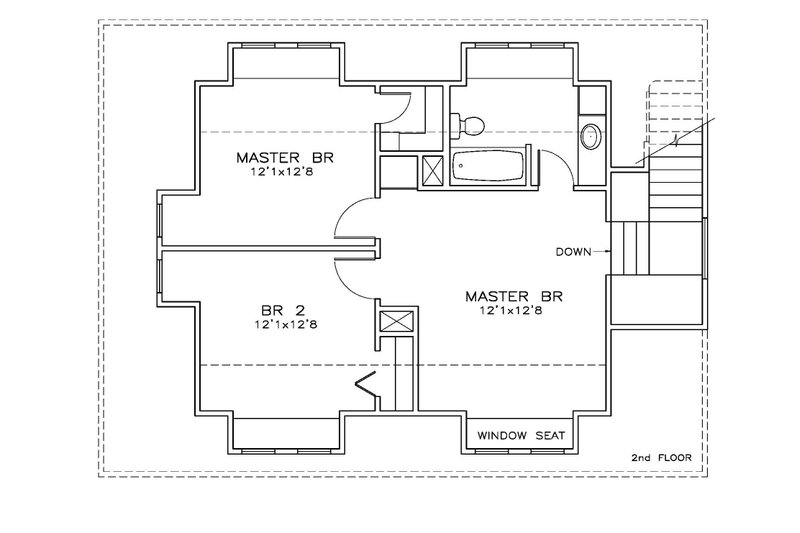 Home Plan - Floor Plan - Upper Floor for Southern House Plan #8-313 - 2 bed, 1.5 bath