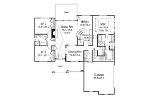 Floor Plan - Main Floor for Ranch House Plan #57-658 - 3 bed, 2.5 bath