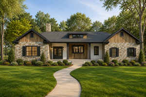 Dream House Plan - Exterior - Front Elevation for Ranch House Plan #1109-33 - 3 bed, 2 bath
