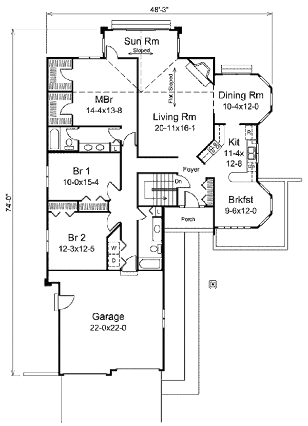 Modern Floor Plan - Main Floor Plan #57-446