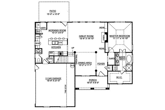 Floor Plan - Main Floor for Colonial House Plan #119-258 - 3 bed, 2.5 bath