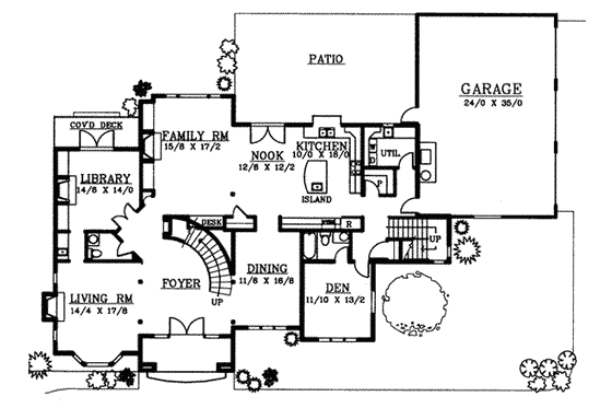 Floor Plan - Main Floor for European House Plan #97-212 - 4 bed, 4.5 bath