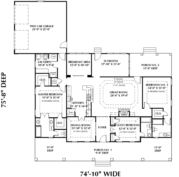 Architectural House Design - Southern Floor Plan - Main Floor Plan #44-147