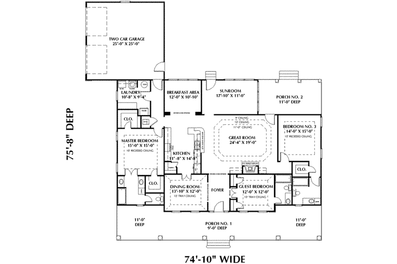 Home Plan - Floor Plan - Main Floor for Southern House Plan #44-147 - 3 bed, 3 bath