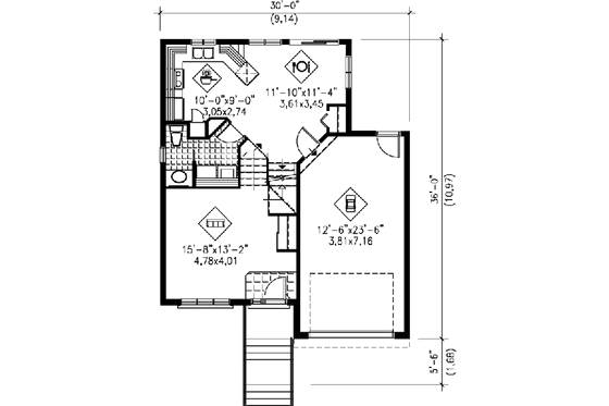 Floor Plan - Main Floor for European House Plan #25-3019 - 3 bed, 2 bath