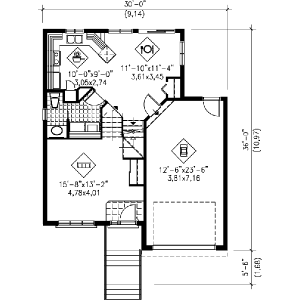 European Floor Plan - Main Floor Plan #25-3019