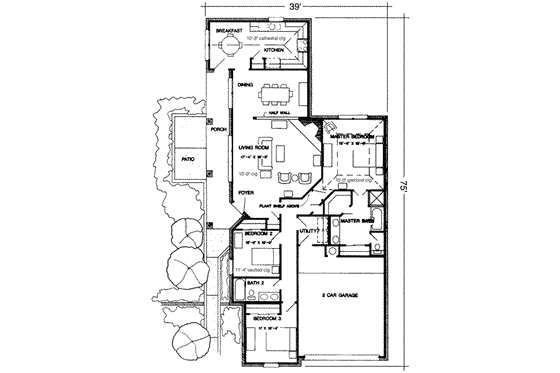 Floor Plan - Main Floor for European House Plan #410-322 - 3 bed, 2 bath