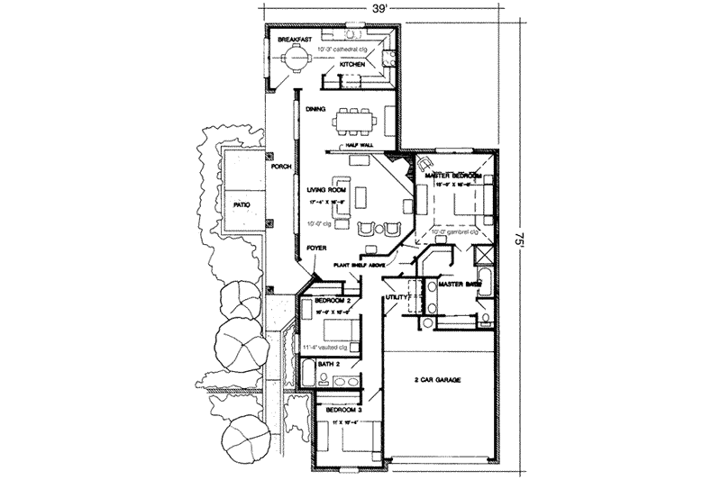 Home Plan - Floor Plan - Main Floor for European House Plan #410-322 - 3 bed, 2 bath