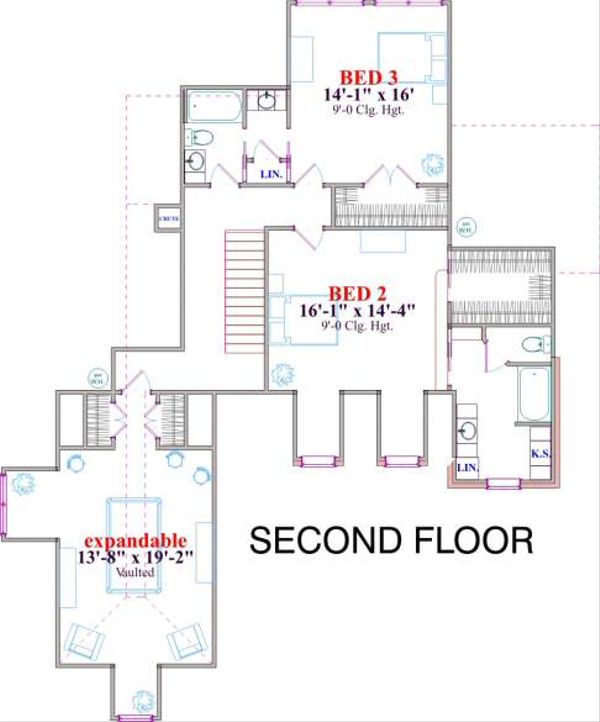 European Floor Plan - Upper Floor Plan #63-175
