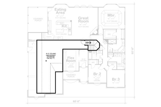 Floor Plan - Upper Floor for European House Plan #20-1822 - 3 bed, 3 bath