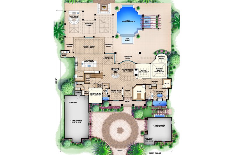 Home Plan - Floor Plan - Main Floor for Colonial House Plan #27-540 - 4 bed, 4.5 bath