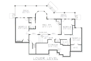 Floor Plan - Lower Floor for European House Plan #112-155 - 4 bed, 2.5 bath