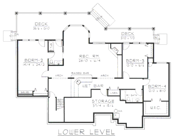 European Floor Plan - Lower Floor Plan #112-155