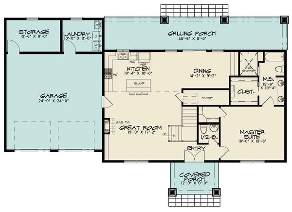 House Blueprint - Country Floor Plan - Main Floor Plan #17-2617