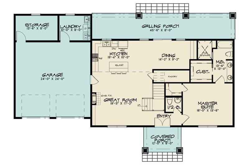 Architectural House Design - Floor Plan - Main Floor for Country House Plan #17-2617 - 3 bed, 2.5 bath