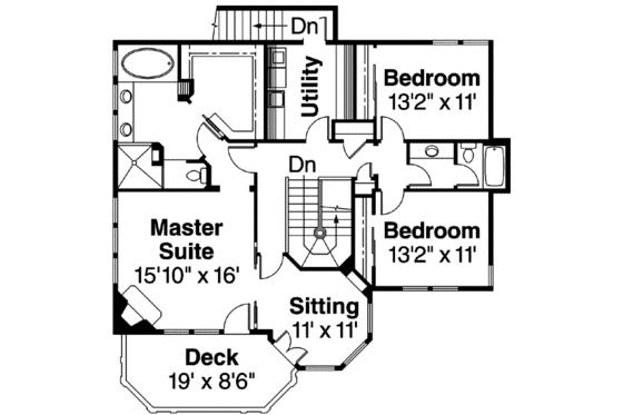 Floor Plan - Upper Floor for Victorian House Plan #124-559 - 3 bed, 3 bath