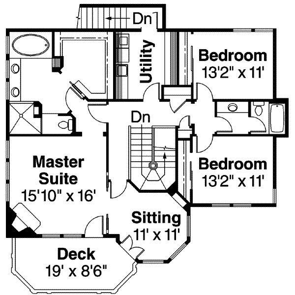 Victorian Floor Plan - Upper Floor Plan #124-559