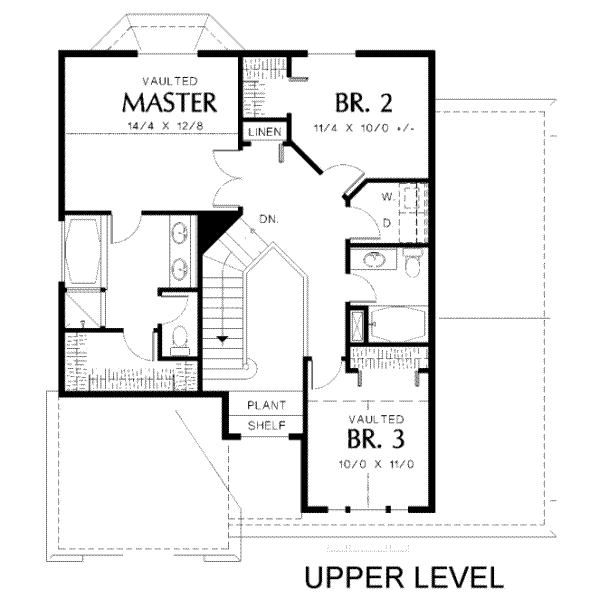 Traditional Floor Plan - Upper Floor Plan #48-137