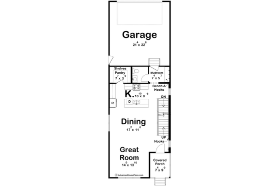Floor Plan - Main Floor for Farmhouse House Plan #455-730 - 3 bed, 2.5 bath