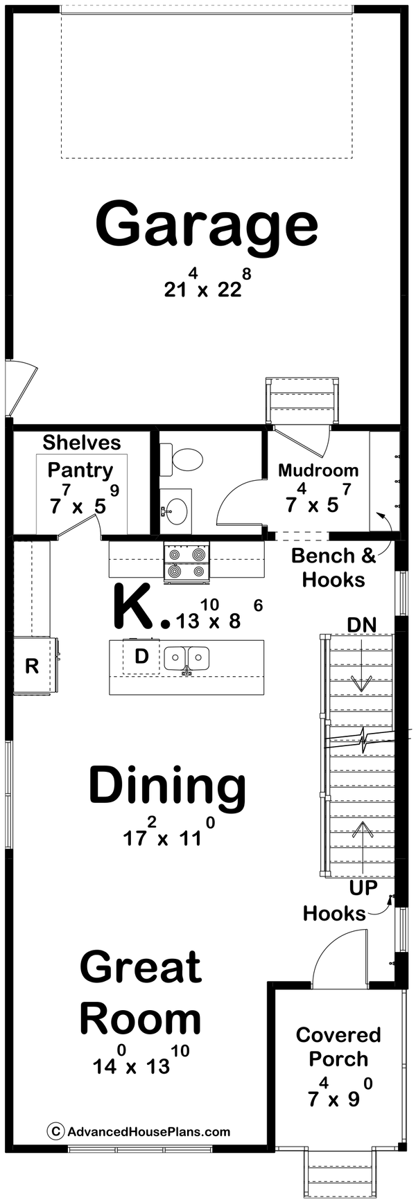 House Blueprint - Farmhouse Floor Plan - Main Floor Plan #455-730