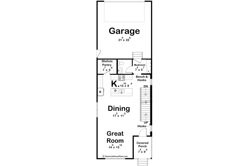 Architectural House Design - Floor Plan - Main Floor for Farmhouse House Plan #455-730 - 3 bed, 2.5 bath