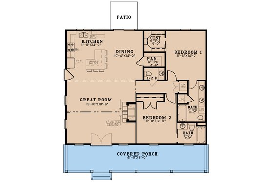 Floor Plan - Main Floor for Country House Plan #923-261 - 2 bed, 2.5 bath