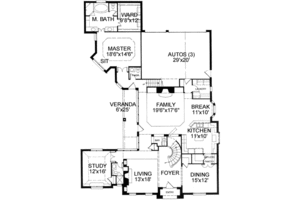 Floor Plan - Main Floor for European House Plan #141-110 - 4 bed, 4.5 bath