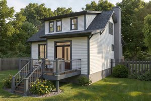 Exterior - Rear Elevation for Bungalow House Plan #79-326 - 3 bed, 2 bath