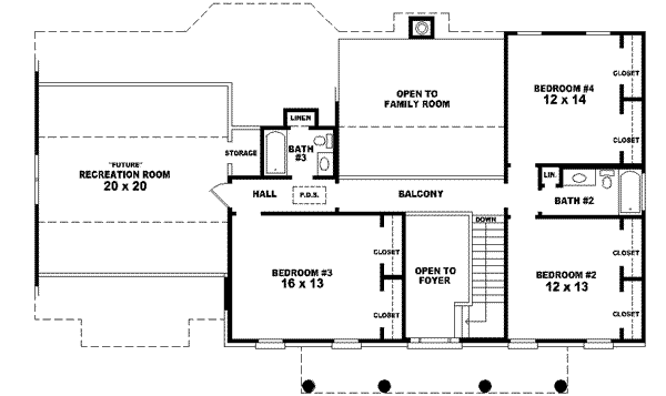 Classical Floor Plan - Upper Floor Plan #81-533