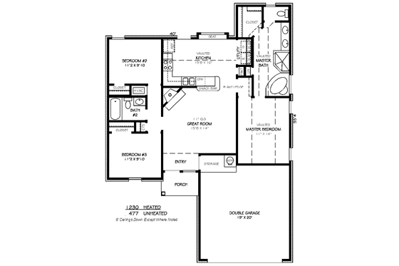 Floor Plan - Main Floor for Traditional House Plan #424-248 - 3 bed, 2 bath