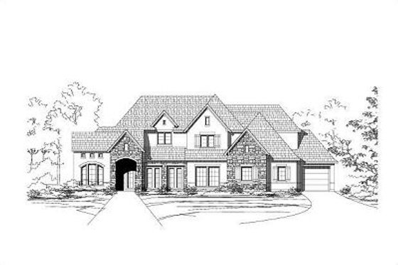 Exterior - Front Elevation for European House Plan #411-543 - 5 bed, 4.5 bath