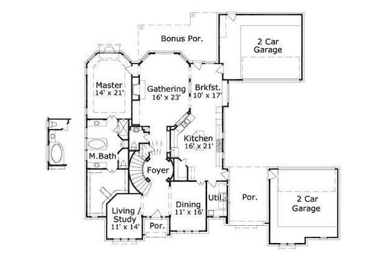 Floor Plan - Main Floor for European House Plan #411-336 - 5 bed, 3.5 bath