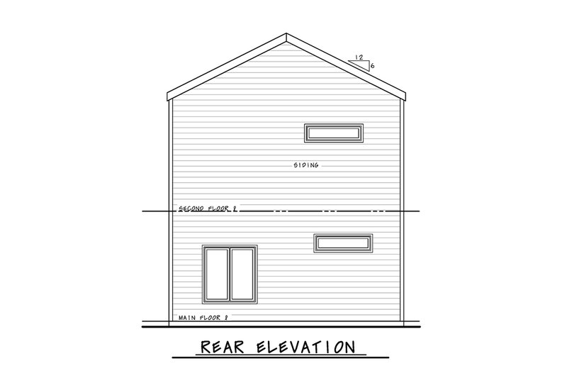 Home Plan - Exterior - Rear Elevation 1 for Modern House Plan #20-2565 - 2 bed, 2.5 bath