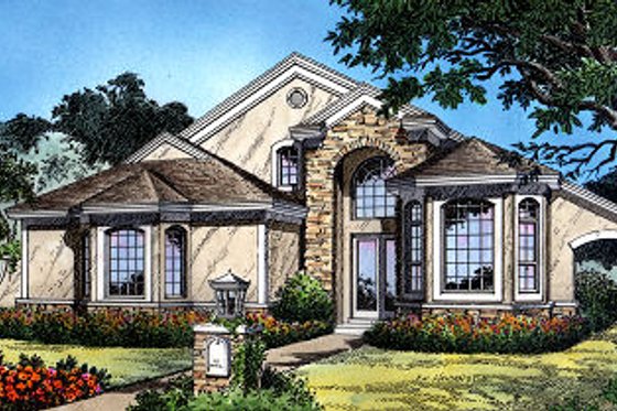 Exterior - Front Elevation for European House Plan #417-223 - 3 bed, 2.5 bath