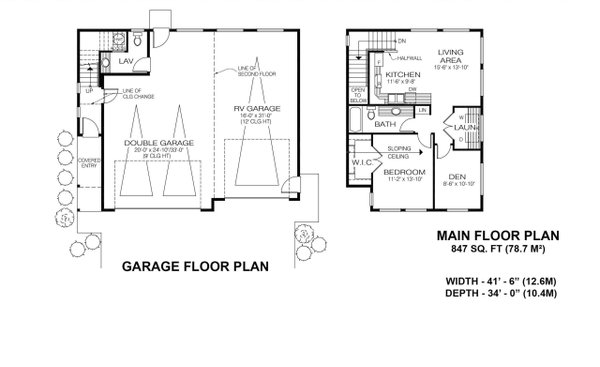 Home Plan - Floor Plan - Main Floor for Modern House Plan #1100-173 - 1 bed, 1.5 bath