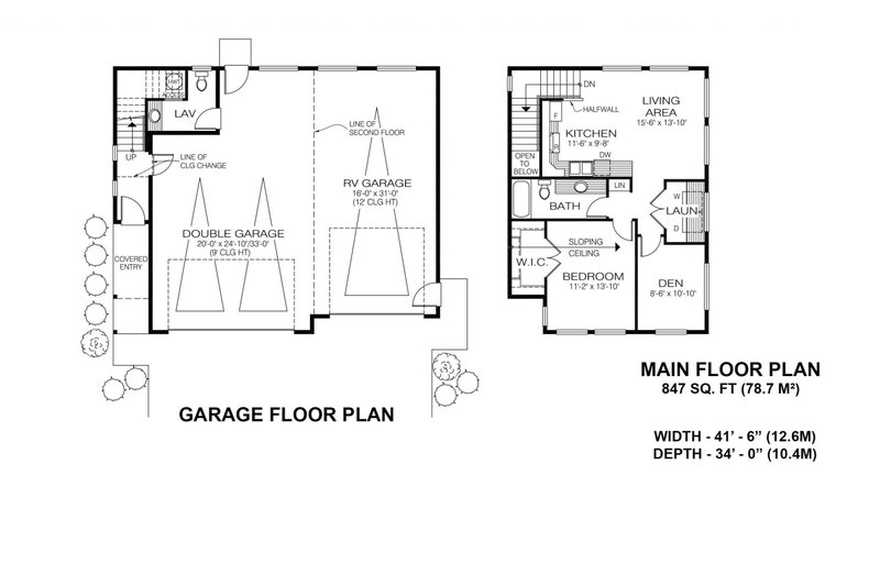 Home Plan - Floor Plan - Main Floor for Modern House Plan #1100-173 - 1 bed, 1.5 bath