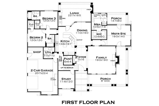 Cozy craftsman style floor plan by Texas architect David Wiggins - 2200 sft
