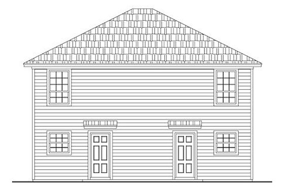 Exterior - Rear Elevation for Traditional House Plan #21-296 - 2 bed, 1.5 bath