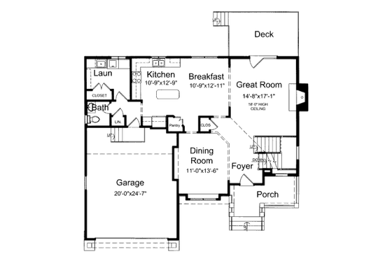 Floor Plan - Main Floor for Traditional House Plan #46-426 - 3 bed, 2.5 bath