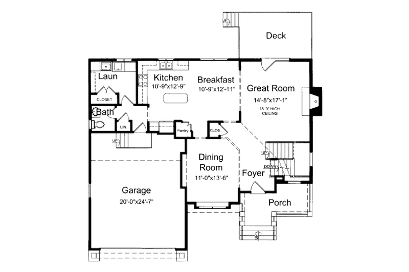 Home Plan - Floor Plan - Main Floor for Traditional House Plan #46-426 - 3 bed, 2.5 bath