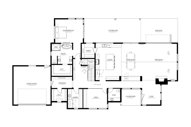 Home Plan - Floor Plan - Main Floor for Farmhouse House Plan #1114-82 - 4 bed, 2.5 bath