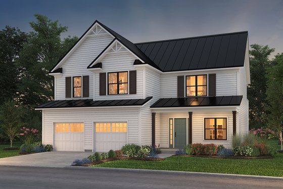 Exterior - Front Elevation 4 for Farmhouse House Plan #497-5 - 4 bed, 2.5 bath