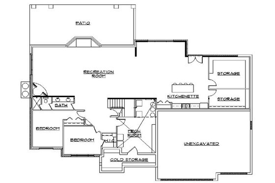 Floor Plan - Lower Floor for Traditional House Plan #5-317 - 4 bed, 3.5 bath