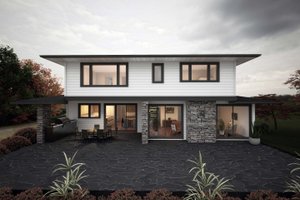 Exterior - Rear Elevation for European House Plan #1101-13 - 3 bed, 3.5 bath